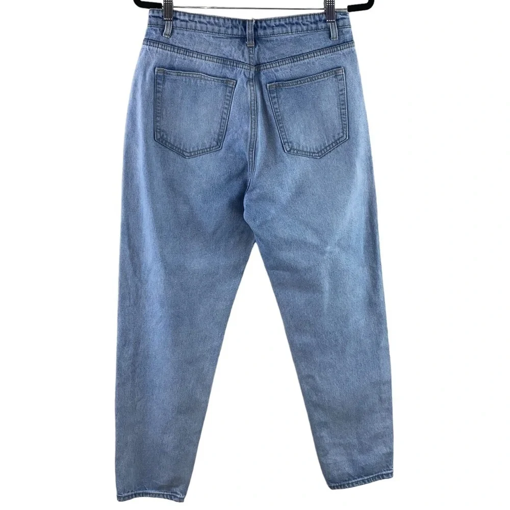 Pretty Little Thing Vintage Wash High Rise Barrel Leg Mom‎ Denim Jeans Size 8